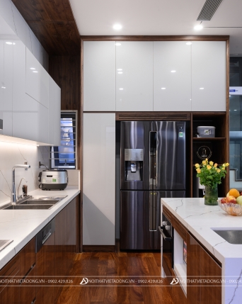 Nội thất phòng bếp gỗ óc chó